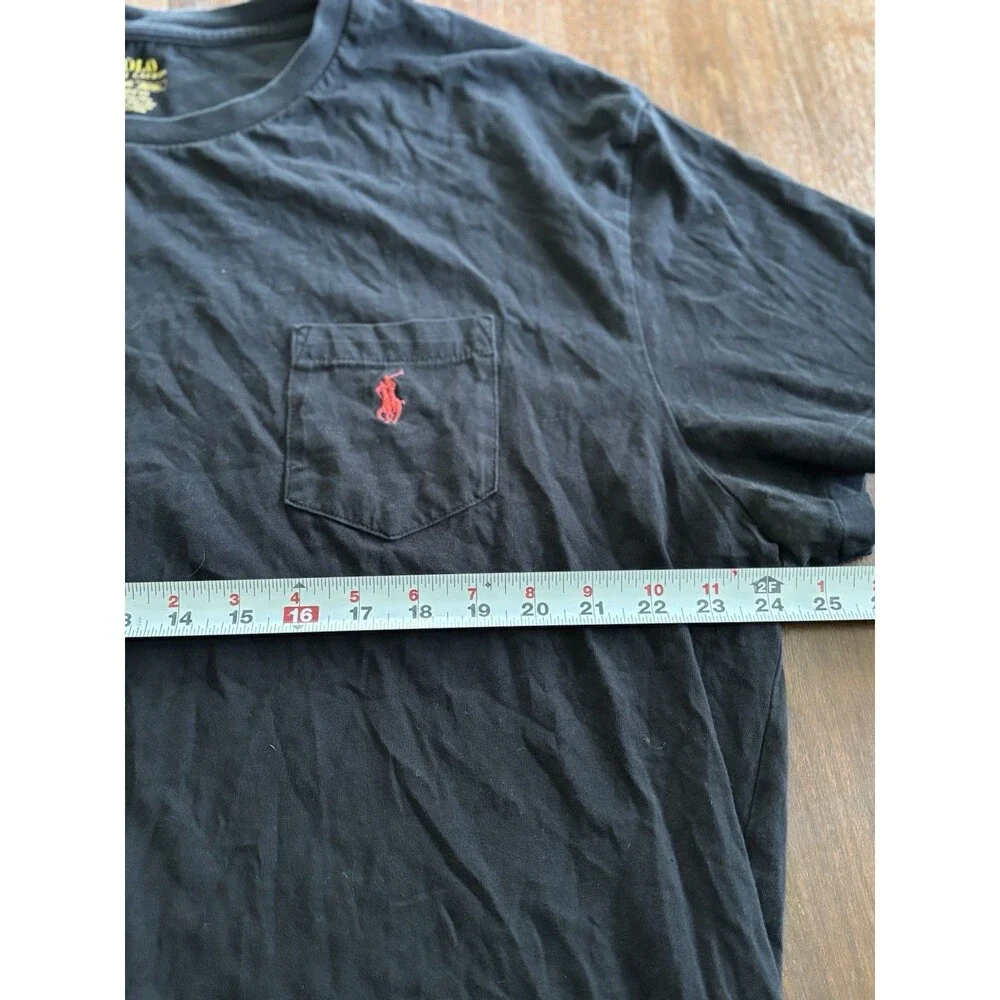 Polo Ralph Lauren Mens T-Shirt Large Black Short Sleeve Red Pony Logo Crewneck